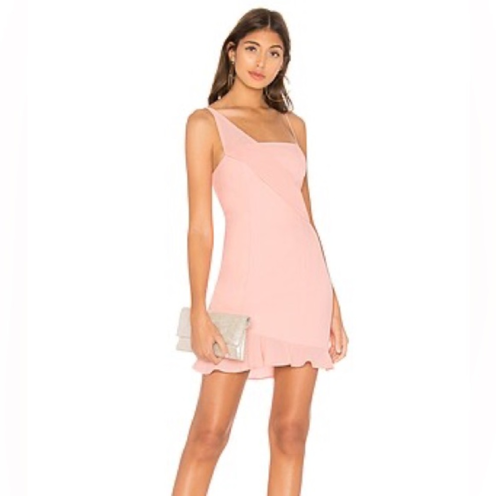New With Tags NBD Revolve Fox Ruffle Hem Peachy Pink Coral Dress Size Small